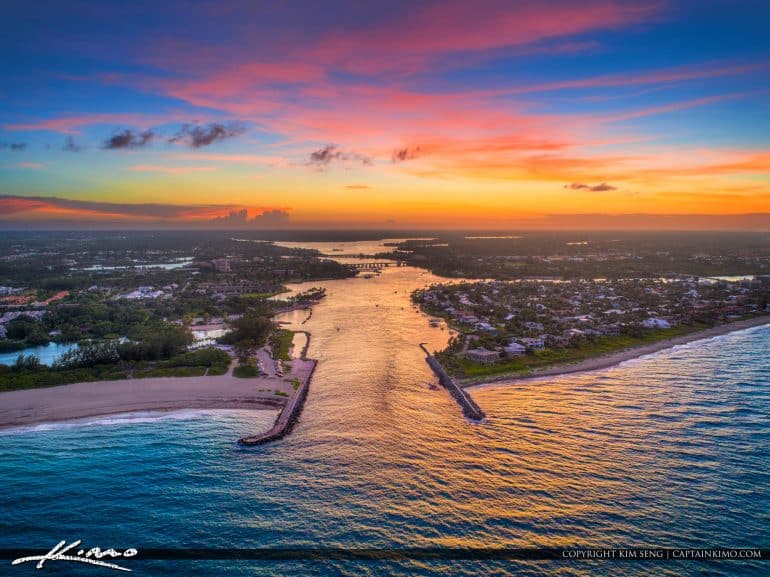 Dave derrenbacker water pointe Sunset Jupiter Inlet Aerial Photography Palm Beach County Florid